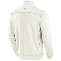 Men's Tommy Bahama Cream Penn State Nittany Lions Tobago Bay Half-Zip Tri-Blend Top