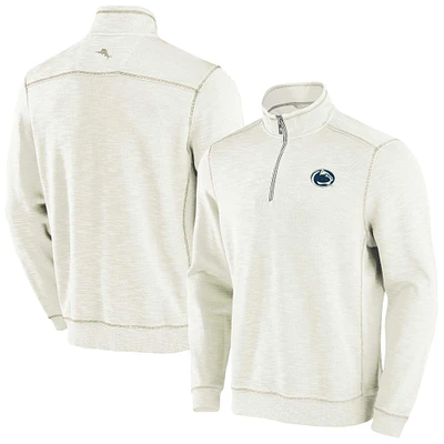 Men's Tommy Bahama Cream Penn State Nittany Lions Tobago Bay Half-Zip Tri-Blend Top