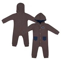 Newborn & Infant Colosseum Charcoal Penn State Nittany Lions Zando-Zan Waffle Full-Snap Hooded Romper