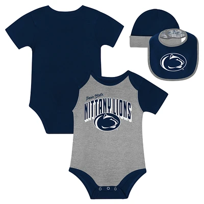 Ensemble body, bavoir et bonnet à revers pour nouveau-né bébé Penn State Nittany Lions Dynamic Duo