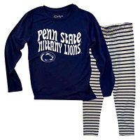 Toddler Wes & Willy  Penn State Nittany Lions Long Sleeve Top and Striped Tri-Blend Leggings Set