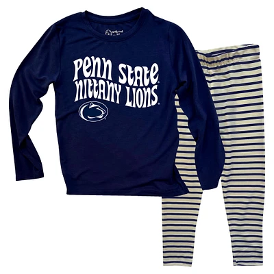 Toddler Wes & Willy  Penn State Nittany Lions Long Sleeve Top and Striped Tri-Blend Leggings Set