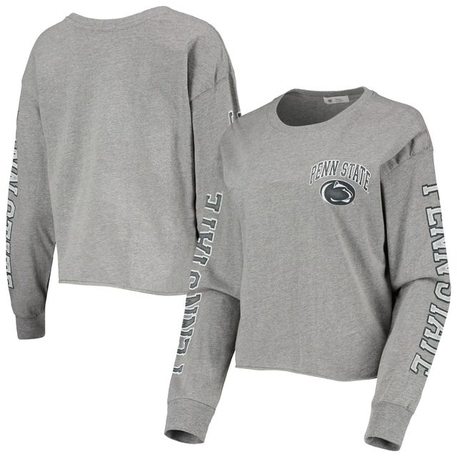 T-shirt court à manches longues Penn State Nittany Lions Ultra Max Parkway '47 gris chiné pour femme
