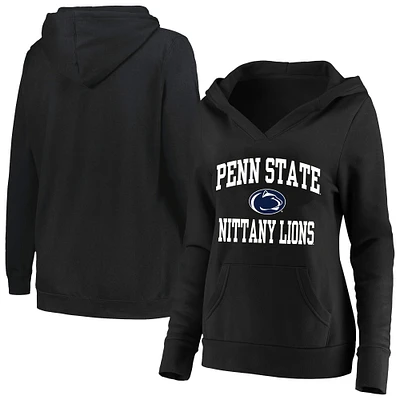 Women's Champion Black Penn State Nittany Lions Plus Heart & Soul Notch Neck Pullover