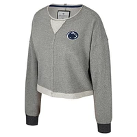 Women's Colosseum Charcoal Penn State Nittany Lions Magnum Scoop Neck Cropped Pullover Sweatshirt