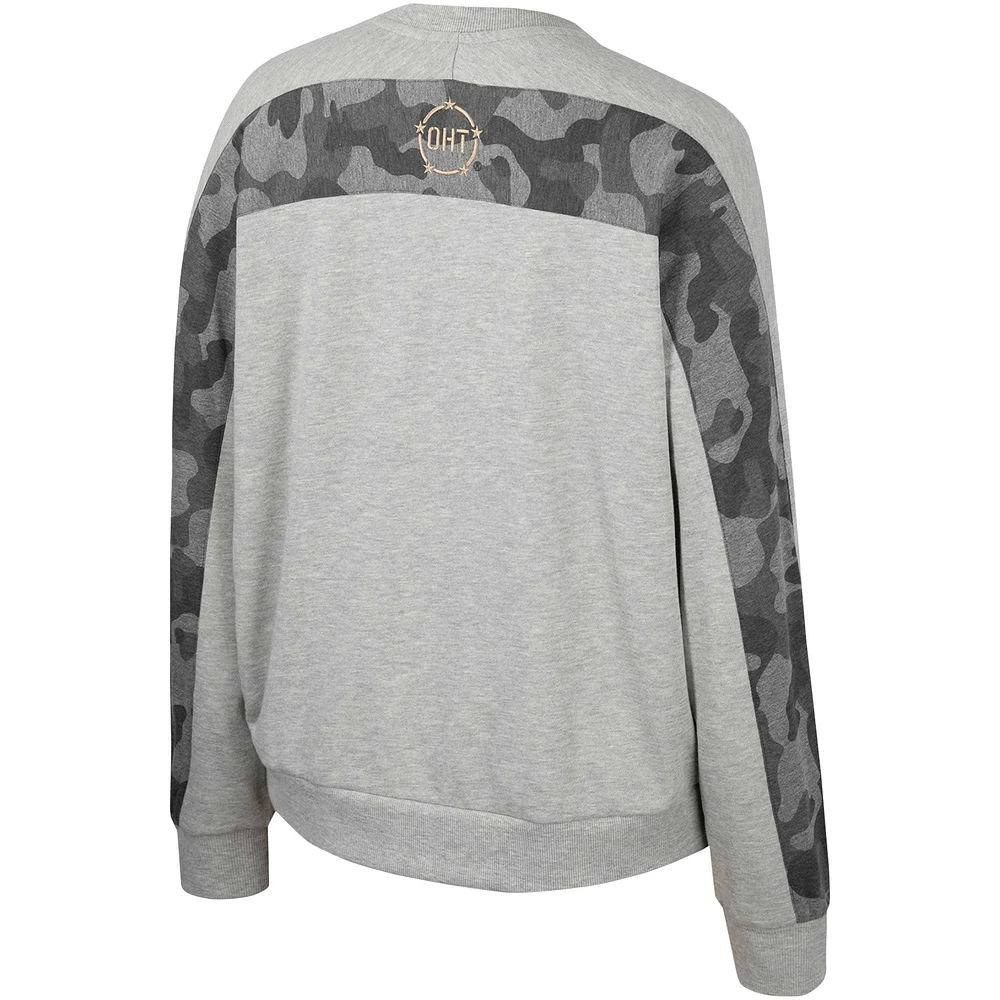 Women's Colosseum Heather Gray Penn State Nittany Lions OHT Military Appreciation Flag Rank Dolman Pullover Sweatshirt