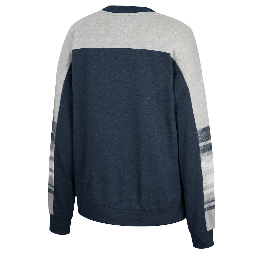 Women's Colosseum Navy/Heather Gray Penn State Nittany Lions Baby Talk Pullover Sweatshirt