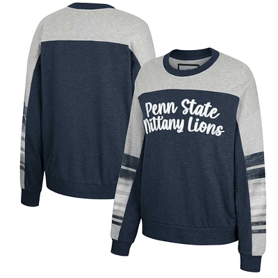 Colosseum Navy/Heather Grey Penn State Nittany Lions Baby Talk Sweat-shirt pour femme