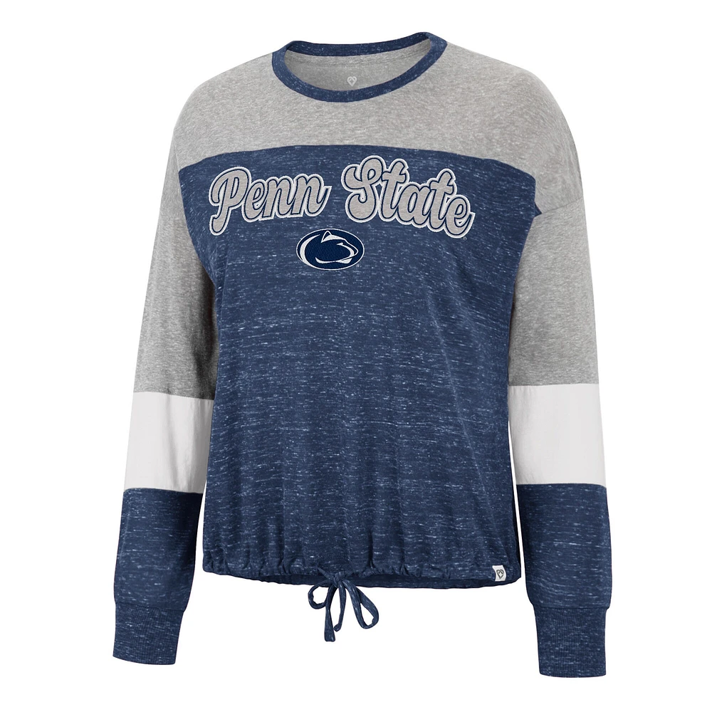 Women's Colosseum Navy Penn State Nittany Lions Joanna Tie Front Long Sleeve T-Shirt