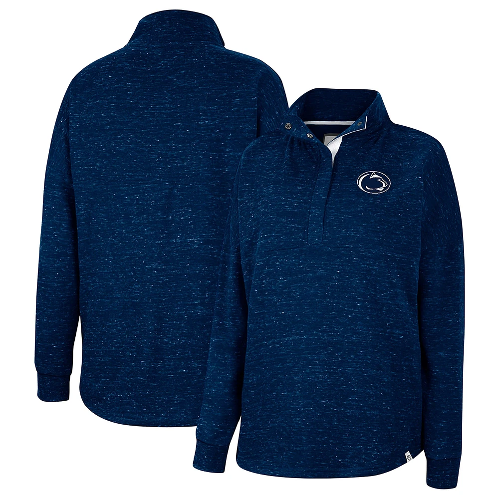 Colosseum Navy Penn State Nittany Lions Natalie Speckled Quarter-Snap Top pour femme