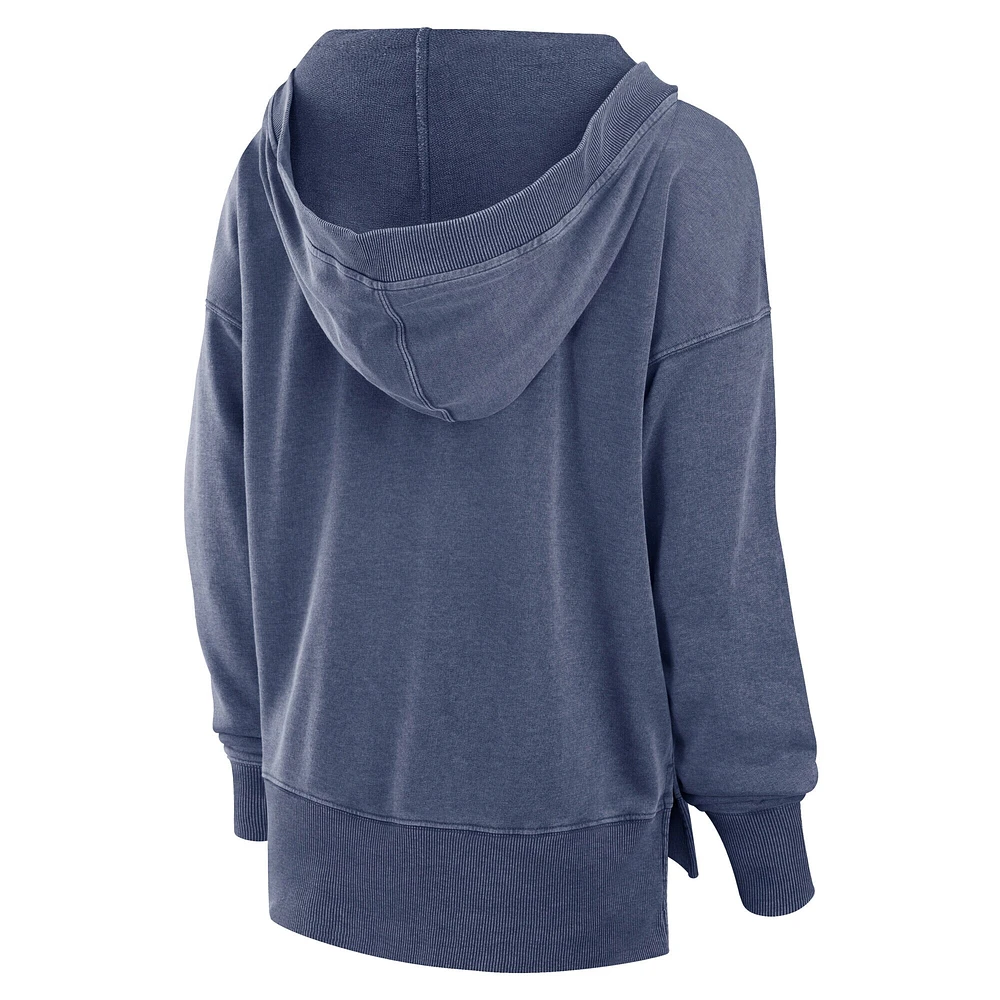 Women's Fanatics  Navy Penn State Nittany Lions Initiative Snow Wash French Terry V-Neck Pullover Hoodie