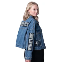 Women's G-III 4Her by Carl Banks Denim Penn State Nittany Lions Game Ball Patches and Studs Full-Button Jacket