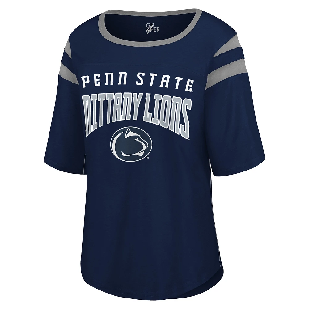 T-shirt à manches longues pour femme G-III 4Her by Carl Banks Navy Penn State Nittany Lions Plus Linebacker