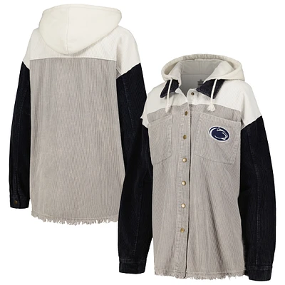 V105234 PennSt Veste de survêtement boutonnée à capuche Gdr Vintage Wash pour femme JACLAD
