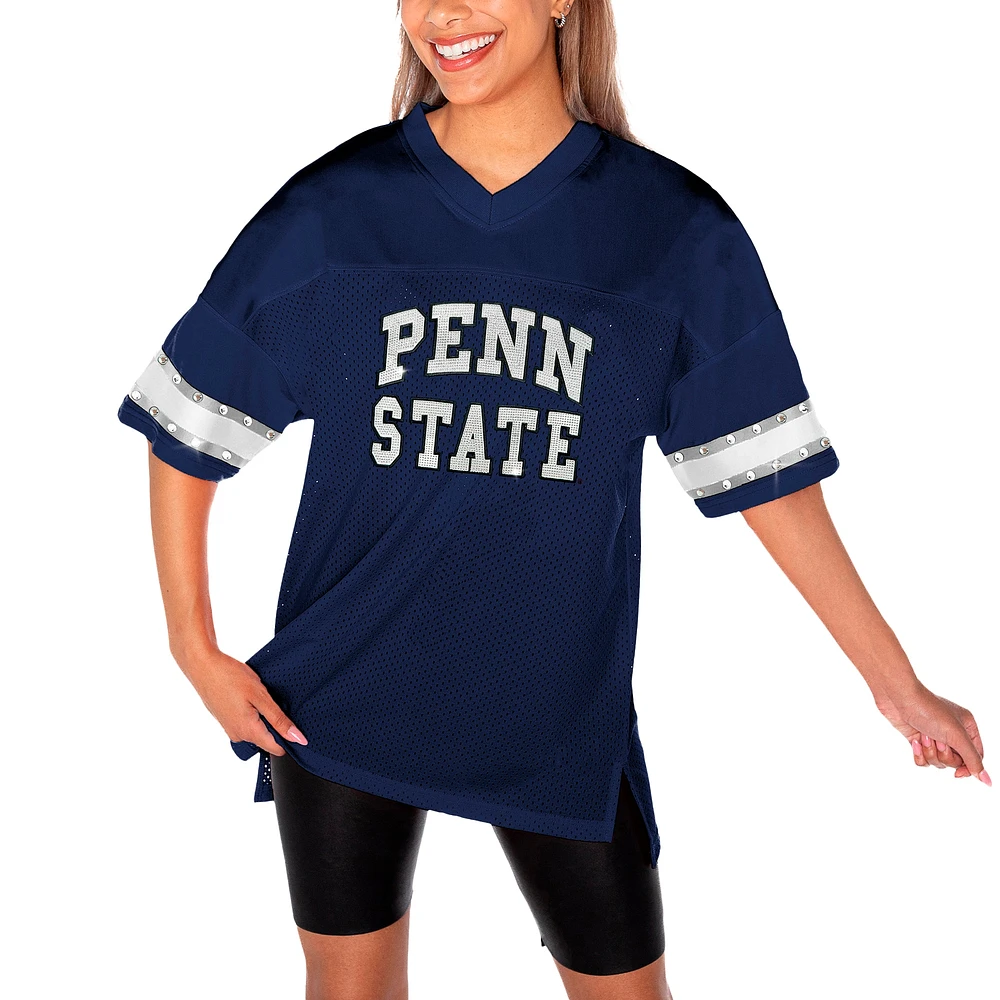 Women's Gameday Couture Navy Penn State Nittany Lions Until Kickoff Rhinestone Fashion T-Shirt