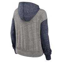Women's Nike Heather Gray/Navy Penn State Nittany Lions Blitz Color Block Legacy Pullover Hoodie