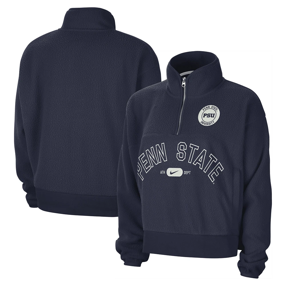 Veste Nike bleu marine Penn State Nittany Lions Fly Fleece Quarter-Zip pour femme