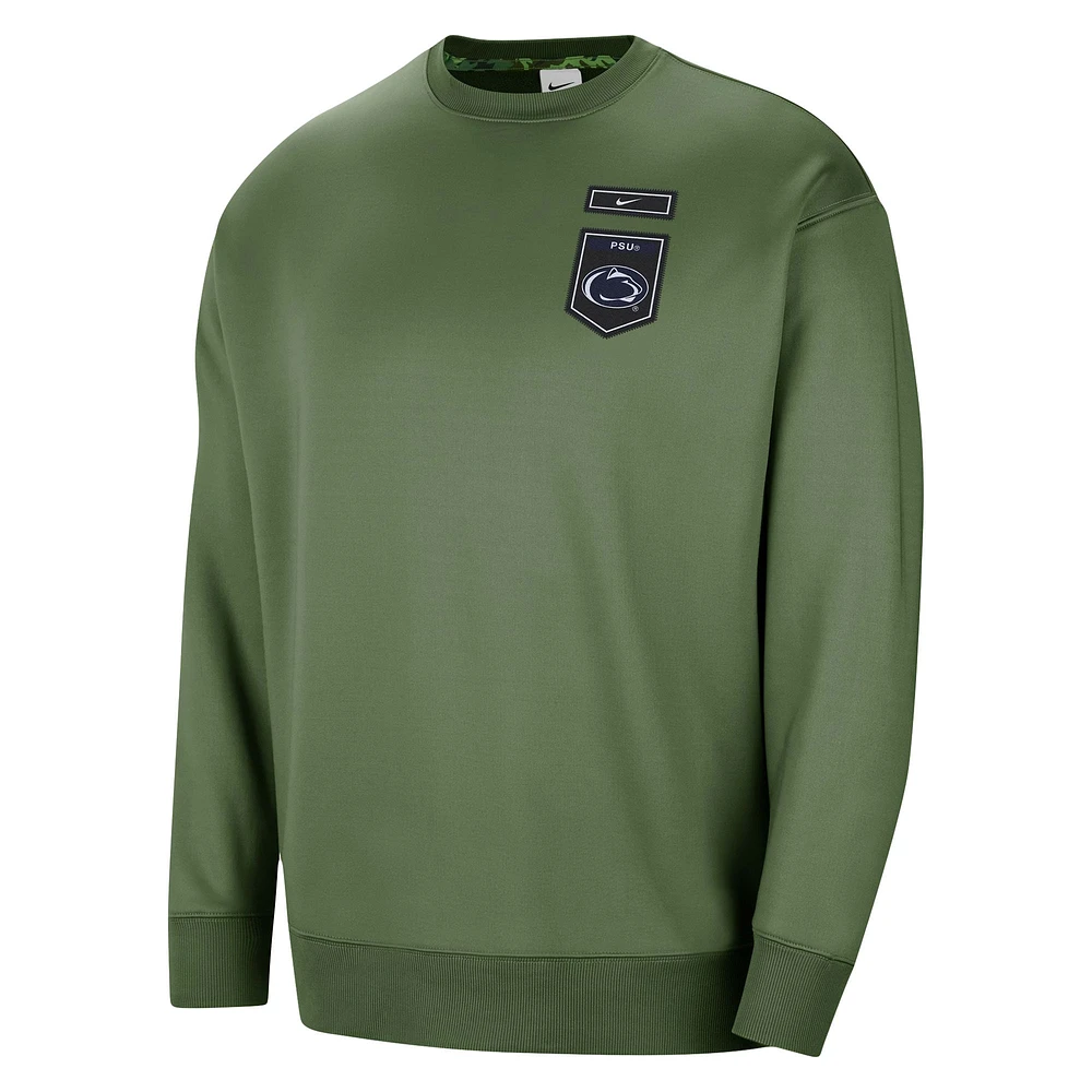 Women's Nike Olive Penn State Nittany Lions Military Collection All-Time Performance Crew Pullover Sweatshirt