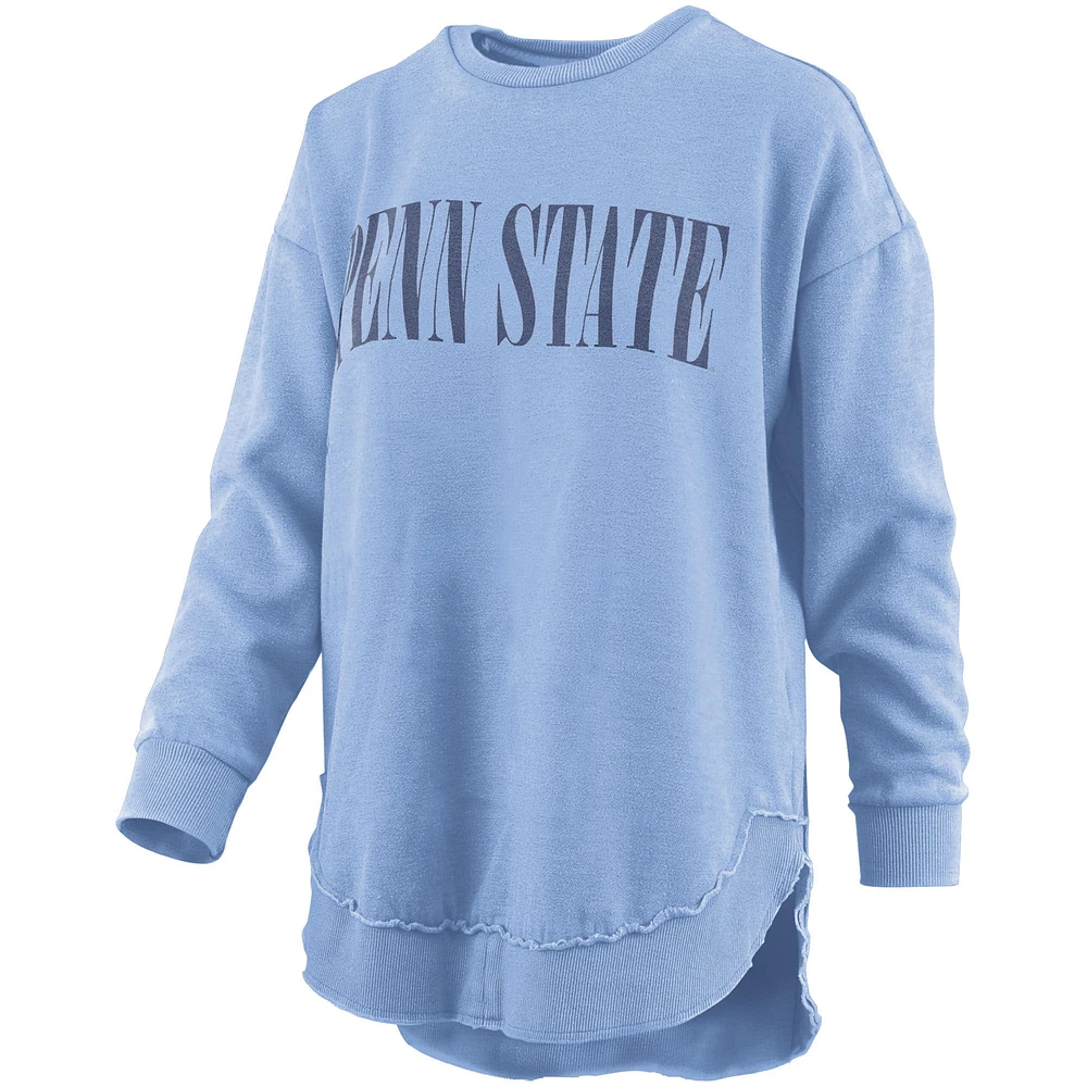 Women's Pressbox Light Blue Penn State Nittany Lions Poncho Fleece Pullover Sweatshirt