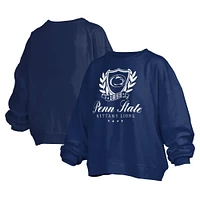 Sweat-shirt surdimensionné Janice pour femme avec inscription Big Aug Script Penn State Nittany Lions bleu marine Pressbox