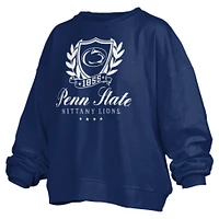 Sweat-shirt surdimensionné Janice pour femme avec inscription Big Aug Script Penn State Nittany Lions bleu marine Pressbox