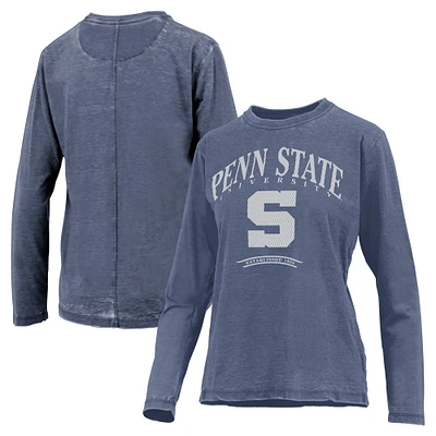 T-shirt à manches longues pour femmes Pressbox Navy Penn State Nittany Lions Chandler Olive Leaf Arch