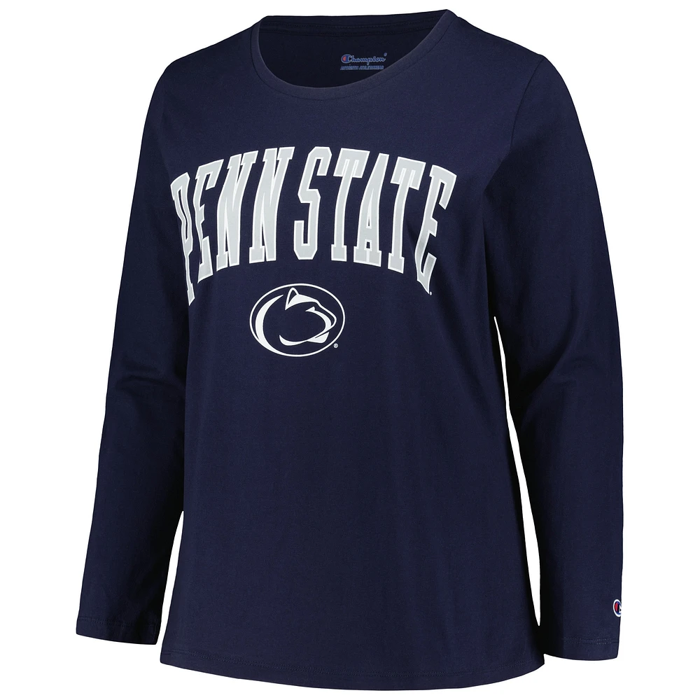 Women's Profile Navy Penn State Nittany Lions Plus Arch Over Logo Scoop Neck Long Sleeve T-Shirt