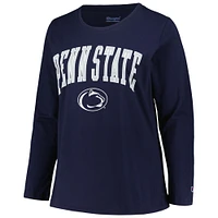 Women's Profile Navy Penn State Nittany Lions Plus Arch Over Logo Scoop Neck Long Sleeve T-Shirt
