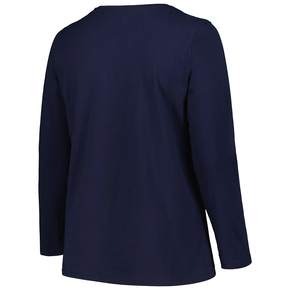 Women's Profile Navy Penn State Nittany Lions Plus Arch Over Logo Scoop Neck Long Sleeve T-Shirt