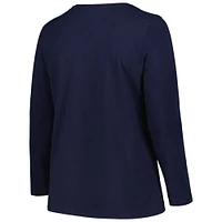 Women's Profile Navy Penn State Nittany Lions Plus Arch Over Logo Scoop Neck Long Sleeve T-Shirt