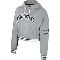 Women's The Wild Collective Heather Gray Penn State Nittany Lions Cropped Shimmer Pullover Hoodie