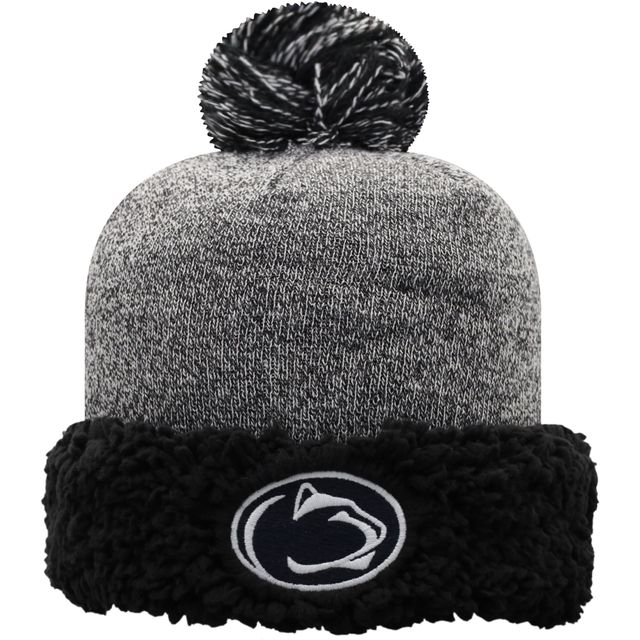 Top of the World Black Penn State Nittany Lions Bonnet en tricot à revers et pompon pour femmes