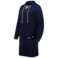 Women's Touch Navy Penn State Nittany Lions Quick Pass Lace-Up V-Neck Hoodie Dress