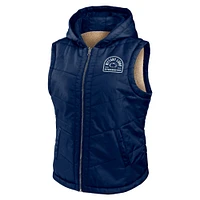 Women's WEAR by Erin Andrews Navy/Cream Penn State Nittany Lions Reversible Full-Zip Hoodie Vest