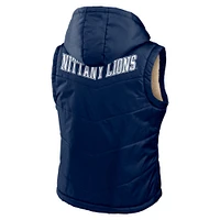 Women's WEAR by Erin Andrews Navy/Cream Penn State Nittany Lions Reversible Full-Zip Hoodie Vest