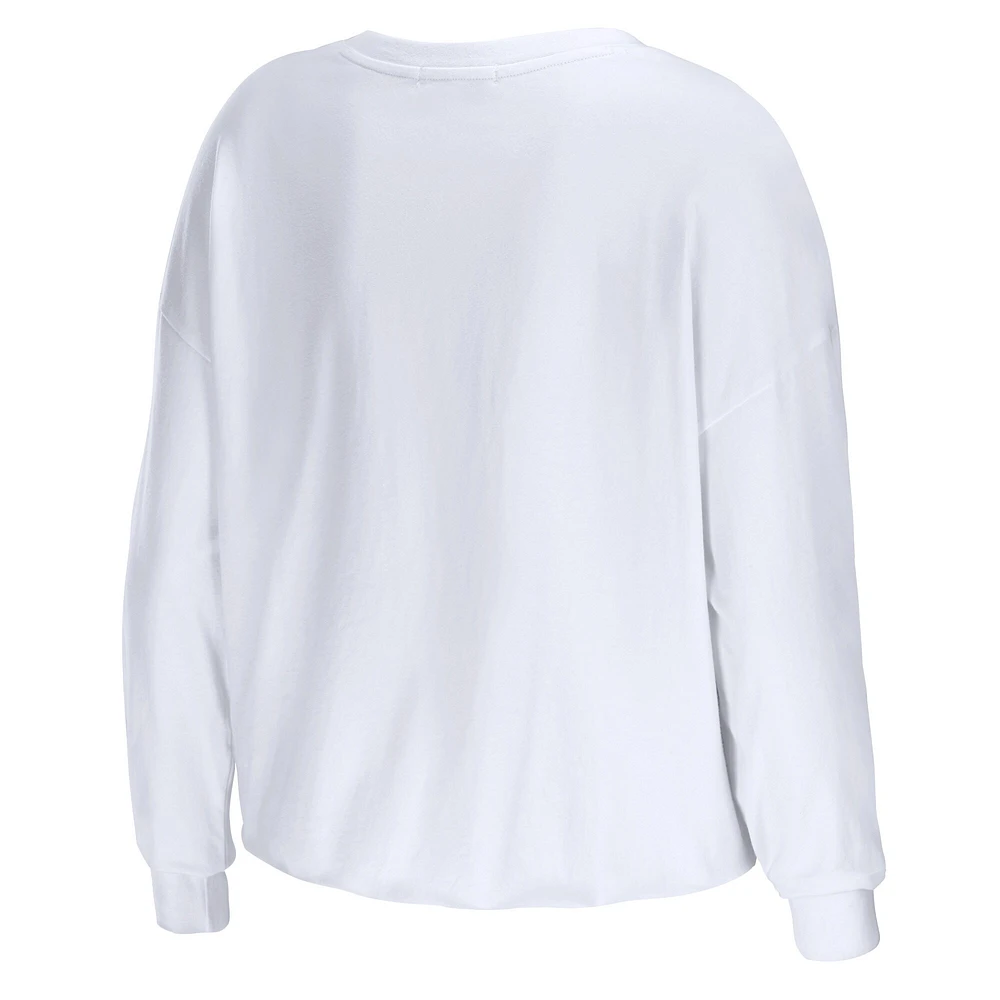 Women's WEAR by Erin Andrews White Penn State Nittany Lions Diamond Long Sleeve Cropped T-Shirt