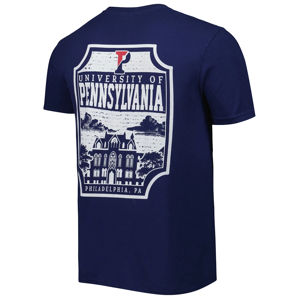 Men's Navy Pennsylvania Quakers Logo Campus Icon T-Shirt