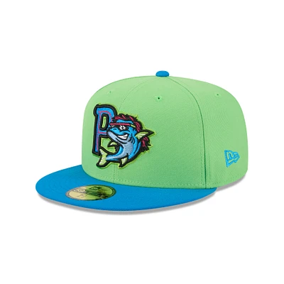 Casquette ajustée 59FIFTY pour homme New Era Neon Green Pensacola Blue Wahoos Theme Nights