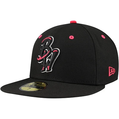 Casquette ajustée 59FIFTY New Era noire Pensacola Blue Wahoos Authentic Collection pour hommes