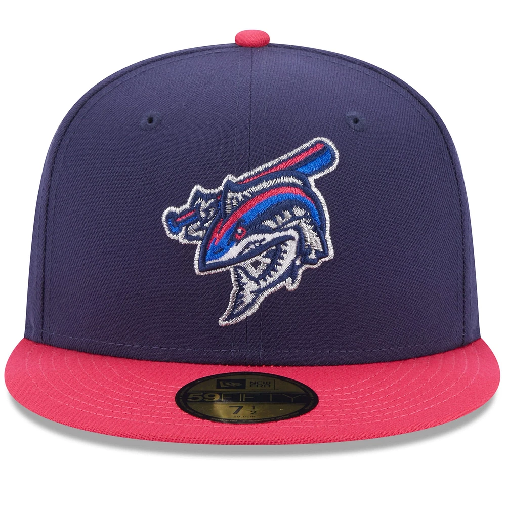 Men's New Era Navy Pensacola Blue Wahoos Authentic Collection Alternate Logo 59FIFTY Fitted Hat