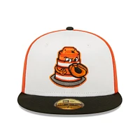 Men's New Era White/Black Peoria Chiefs Orange Barrels Theme Night 59FIFTY Fitted Hat
