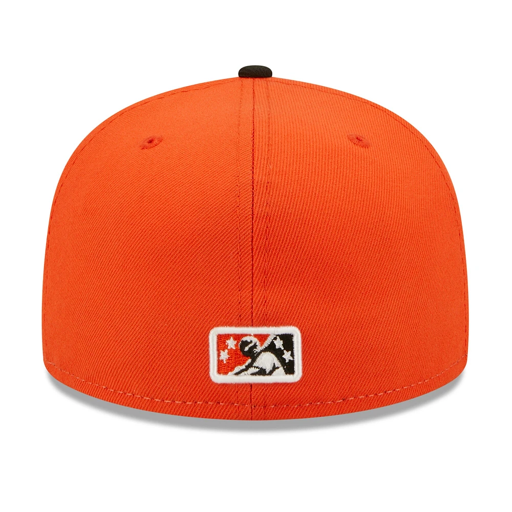 Men's New Era White/Black Peoria Chiefs Orange Barrels Theme Night 59FIFTY Fitted Hat