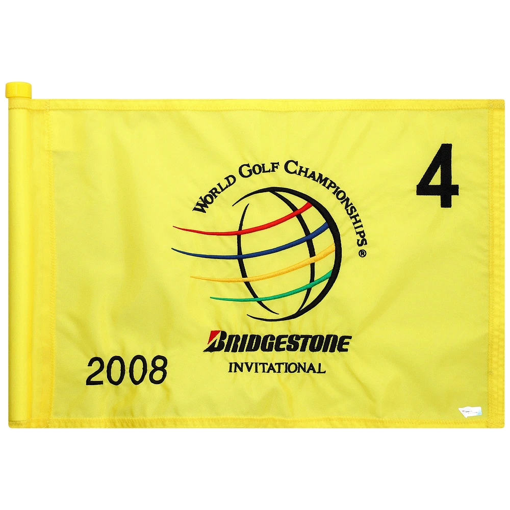 PGA TOUR Event-Used #4 Yellow Pin Flag from The Bridgestone Invitational on July 31st to August 3rd 2008
