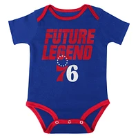 Infant Royal/Red/Gray Philadelphia 76ers Bank Shot Bodysuit, Hoodie T-Shirt & Shorts Set