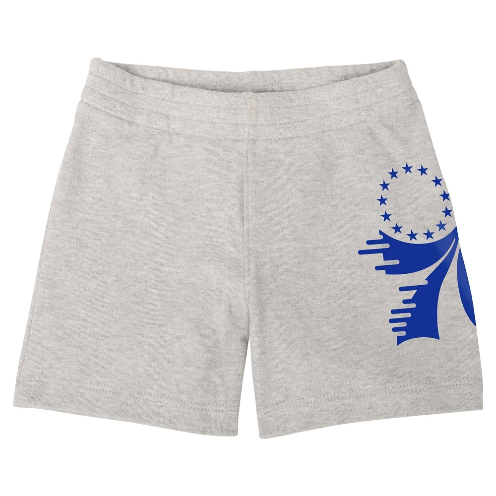 Infant Royal/Red/Gray Philadelphia 76ers Bank Shot Bodysuit, Hoodie T-Shirt & Shorts Set