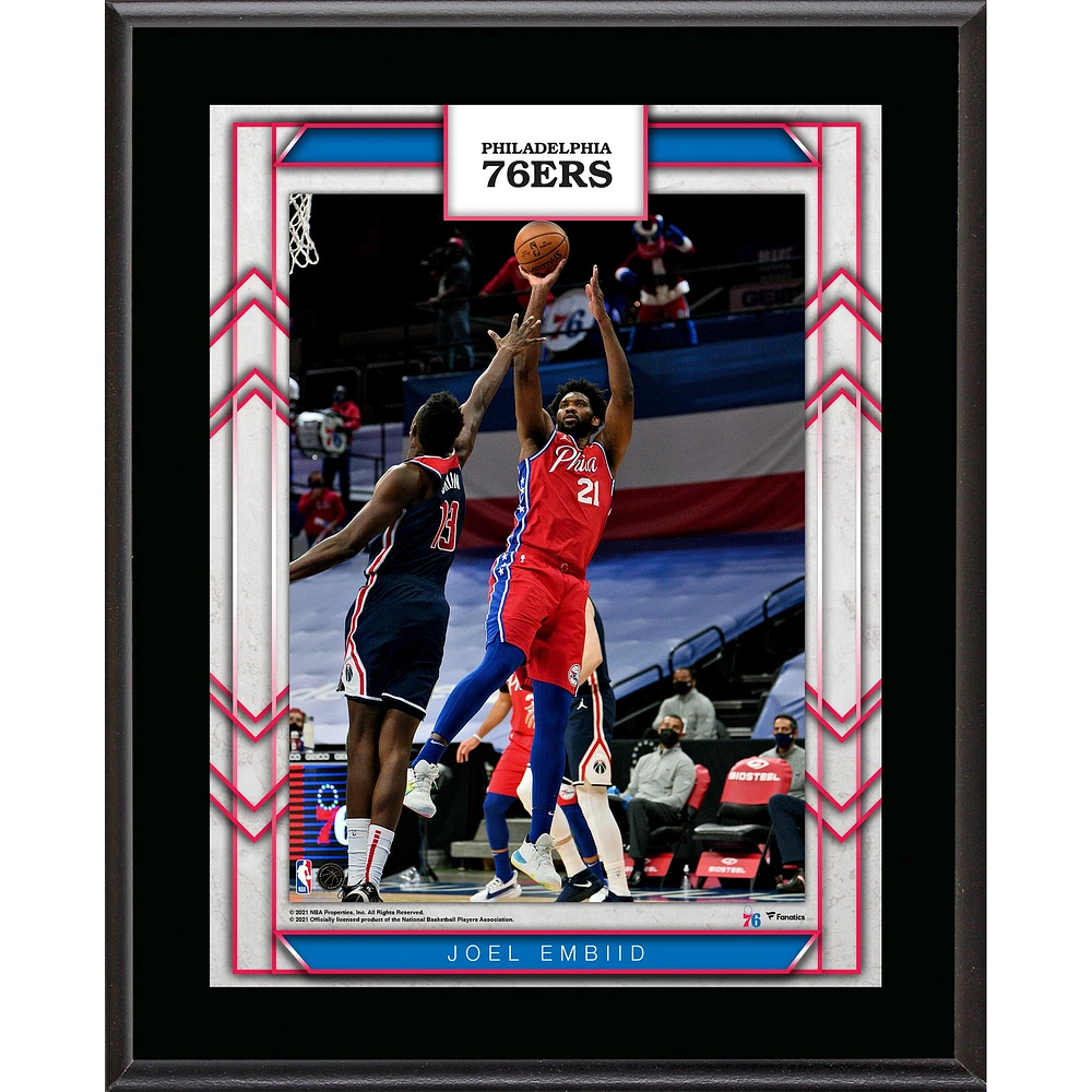 Plaque de joueur sublimée de 10,5" x 13" des Philadelphia 76ers de Joel Embiid
