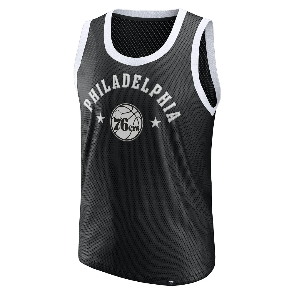 Men's Fanatics  Black Philadelphia 76ers Mesh Tank Top