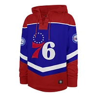 Sweat à capuche surdimensionné en satin tricolore '47 Royal Philadelphia 76ers pour homme