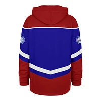 Sweat à capuche surdimensionné en satin tricolore '47 Royal Philadelphia 76ers pour homme