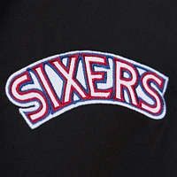 Men's Black Philadelphia 76ers Hardwood Classics Blackout Collection Satin Full-Zip Jacket